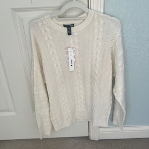 Aqua Cashmere Cable-Knit Sweater – Ivory – NWT – Size M